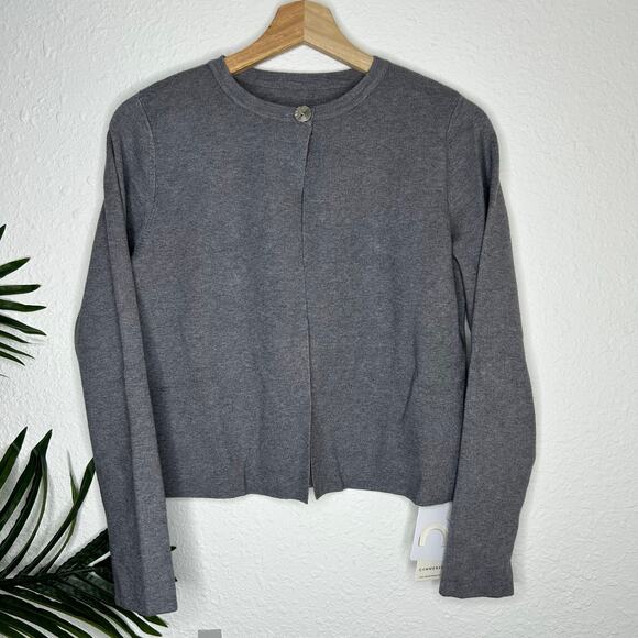 Commense Gray Crew Neck Single Button Front  Knit Cardigan S NWT - Picture 3 of 9